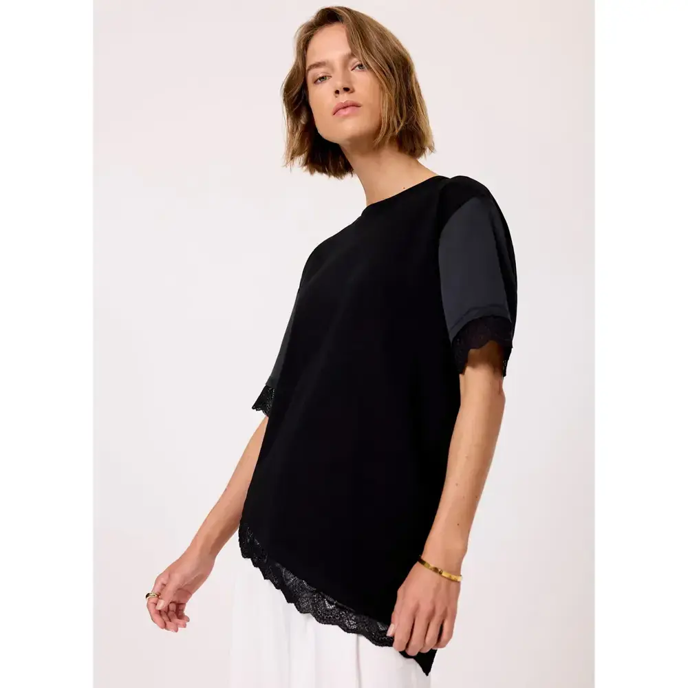 Mint Velvet Black Satin Trim Top